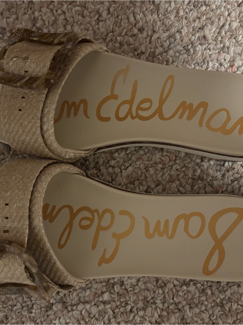 Sam Edelman Natural Woven Slide Sandals with Buckle